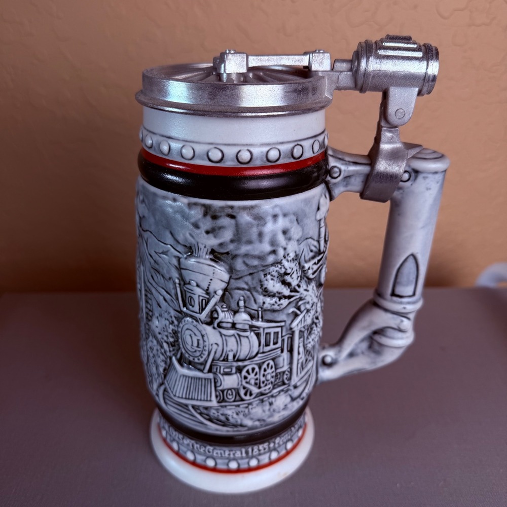Vintage 1982 Avon Ceramarte Brazil Train Locomotive Lidded Beer Stein 212016